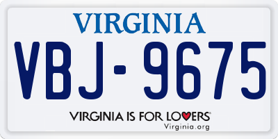 VA license plate VBJ9675
