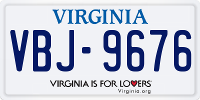 VA license plate VBJ9676