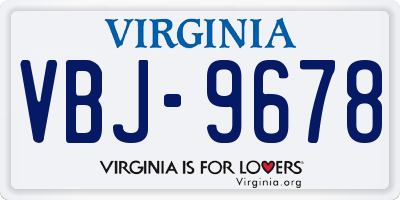 VA license plate VBJ9678