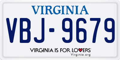 VA license plate VBJ9679