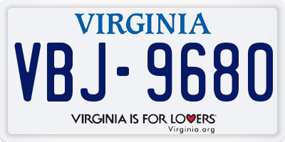 VA license plate VBJ9680