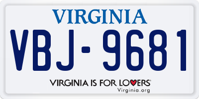VA license plate VBJ9681