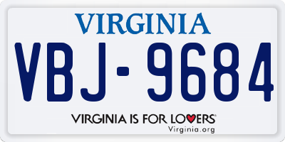 VA license plate VBJ9684