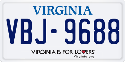 VA license plate VBJ9688