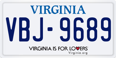 VA license plate VBJ9689