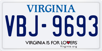 VA license plate VBJ9693