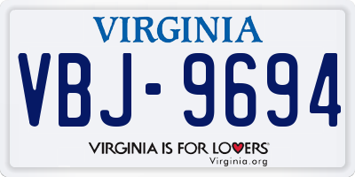 VA license plate VBJ9694