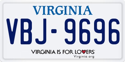 VA license plate VBJ9696