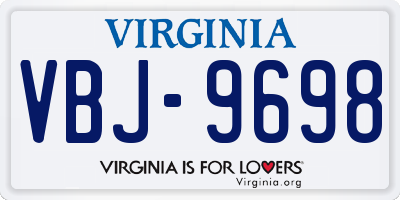 VA license plate VBJ9698