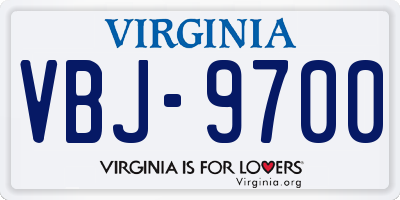 VA license plate VBJ9700