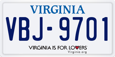 VA license plate VBJ9701