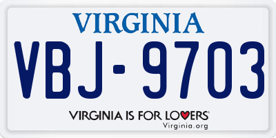 VA license plate VBJ9703