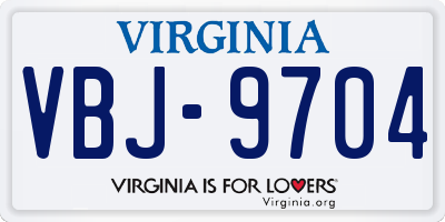 VA license plate VBJ9704