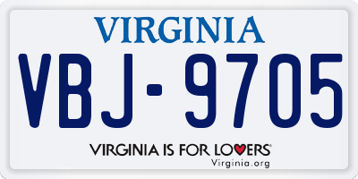 VA license plate VBJ9705