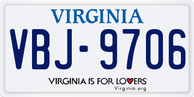 VA license plate VBJ9706