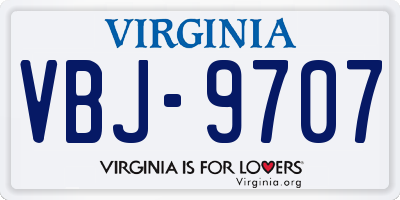 VA license plate VBJ9707