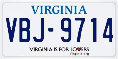 VA license plate VBJ9714