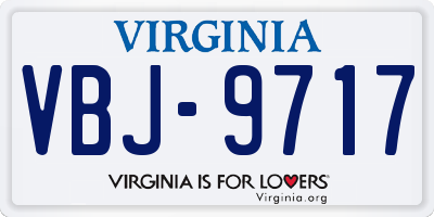 VA license plate VBJ9717