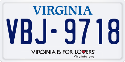 VA license plate VBJ9718