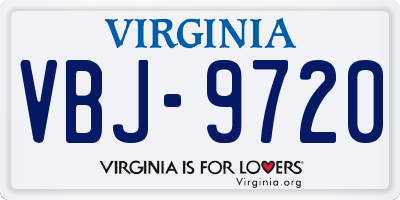 VA license plate VBJ9720
