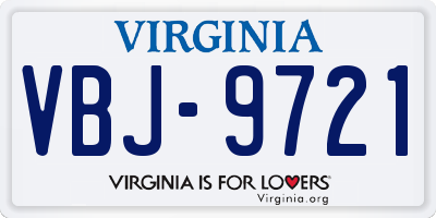 VA license plate VBJ9721