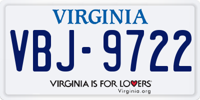 VA license plate VBJ9722