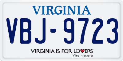 VA license plate VBJ9723