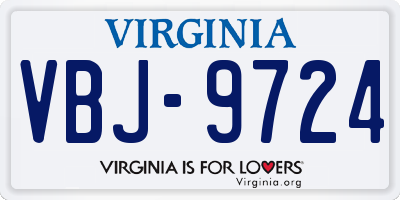 VA license plate VBJ9724