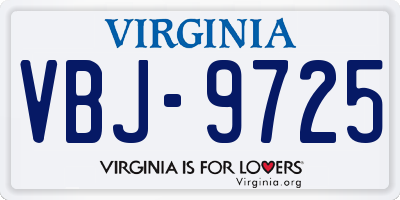 VA license plate VBJ9725