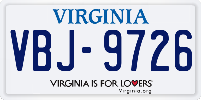 VA license plate VBJ9726