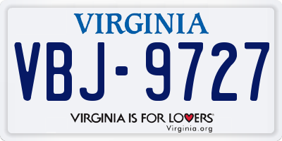 VA license plate VBJ9727