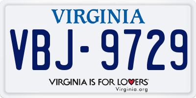 VA license plate VBJ9729