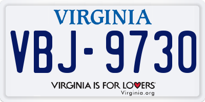 VA license plate VBJ9730