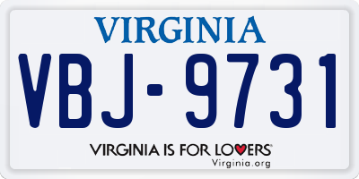 VA license plate VBJ9731