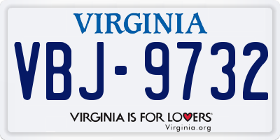VA license plate VBJ9732