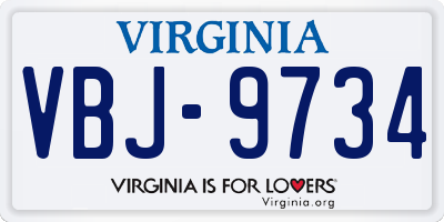 VA license plate VBJ9734