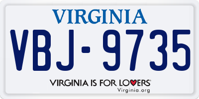 VA license plate VBJ9735