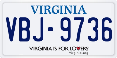 VA license plate VBJ9736