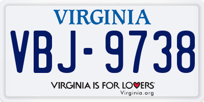 VA license plate VBJ9738