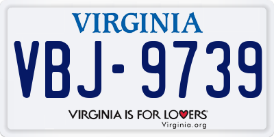 VA license plate VBJ9739