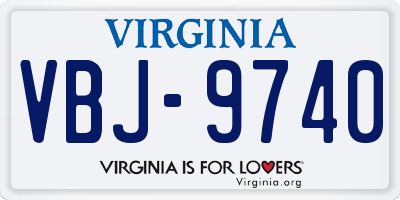 VA license plate VBJ9740