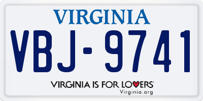 VA license plate VBJ9741