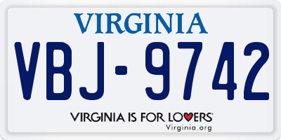 VA license plate VBJ9742