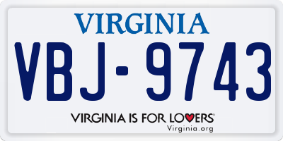 VA license plate VBJ9743