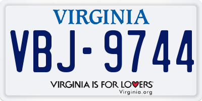 VA license plate VBJ9744