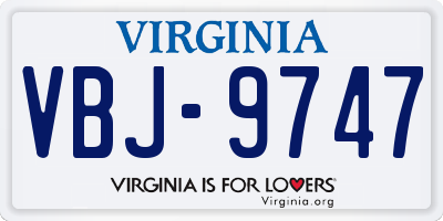 VA license plate VBJ9747