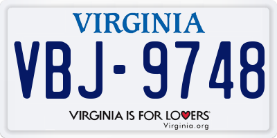 VA license plate VBJ9748