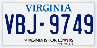 VA license plate VBJ9749
