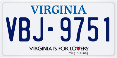 VA license plate VBJ9751