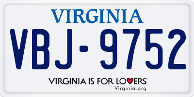 VA license plate VBJ9752
